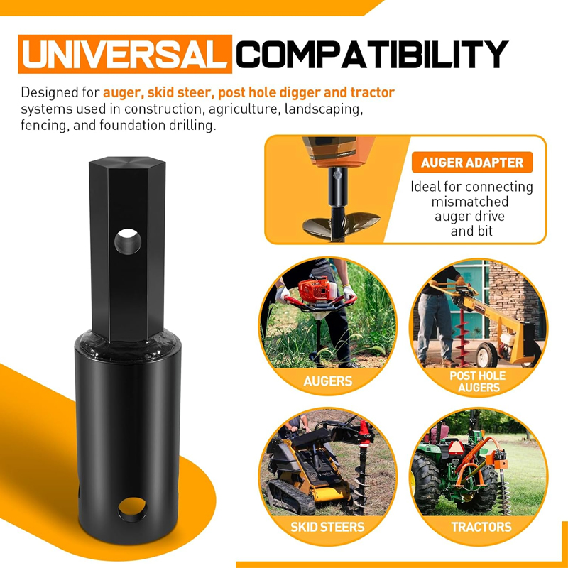 Post Hole Digger - Adattatore per trivella in acciaio ad