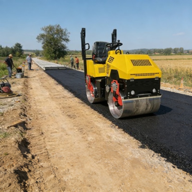Heavy Equipment In Construction - Rullo Compattatore Vibrante Monocilindrico per Asfalto