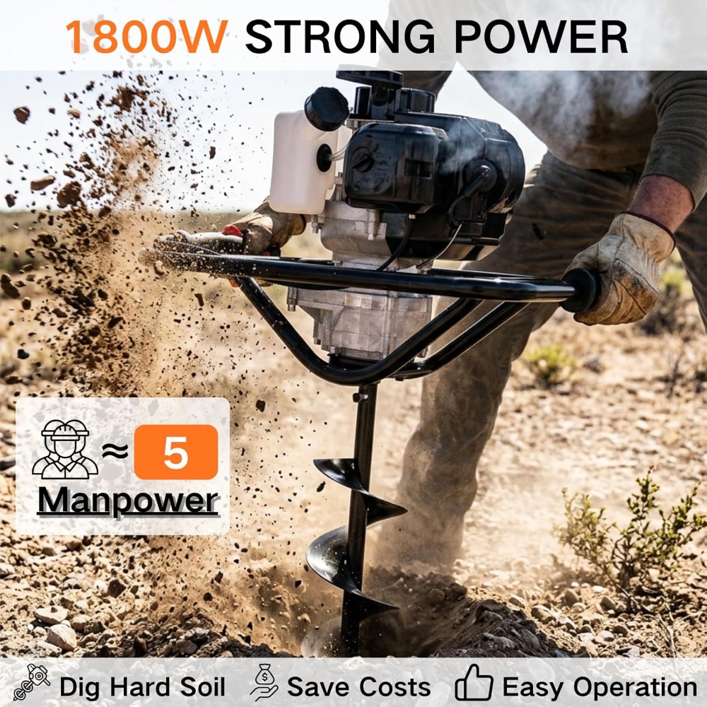 Trivella a Benzina 52cc 1800W  - Post Hole Digger recensione e prezzo